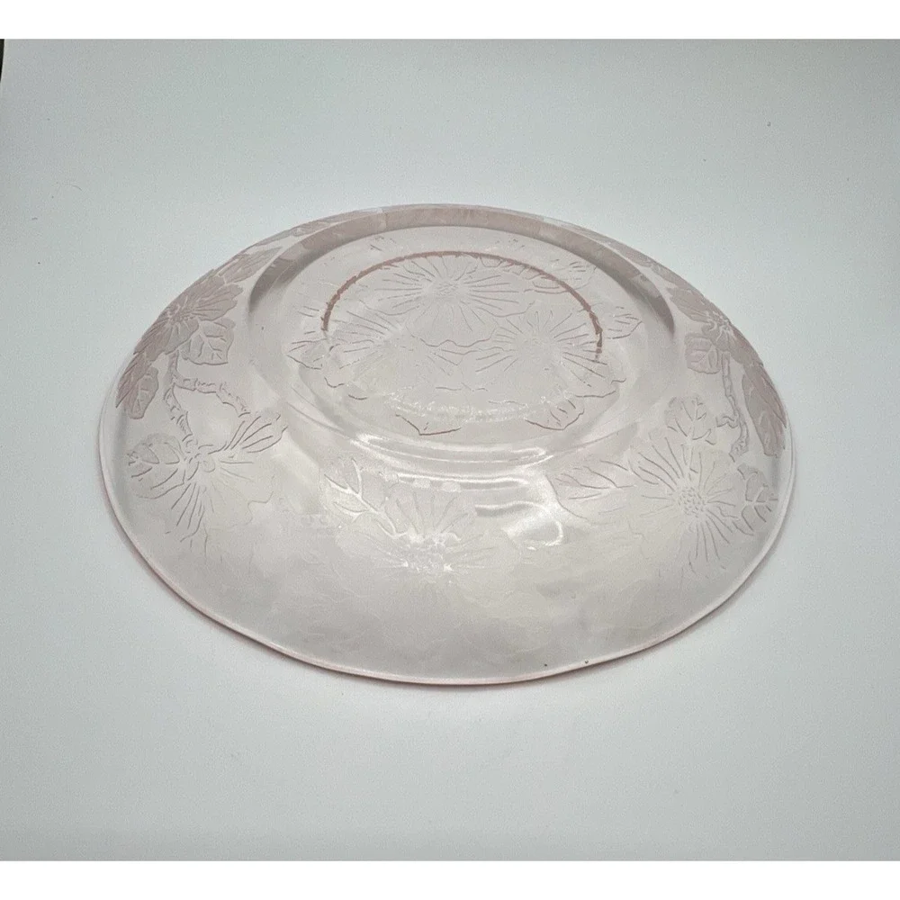 MacBeth Evans Dinner Plate Saucer Salad Bowl 4pc Pink Depression Glass Dogwood